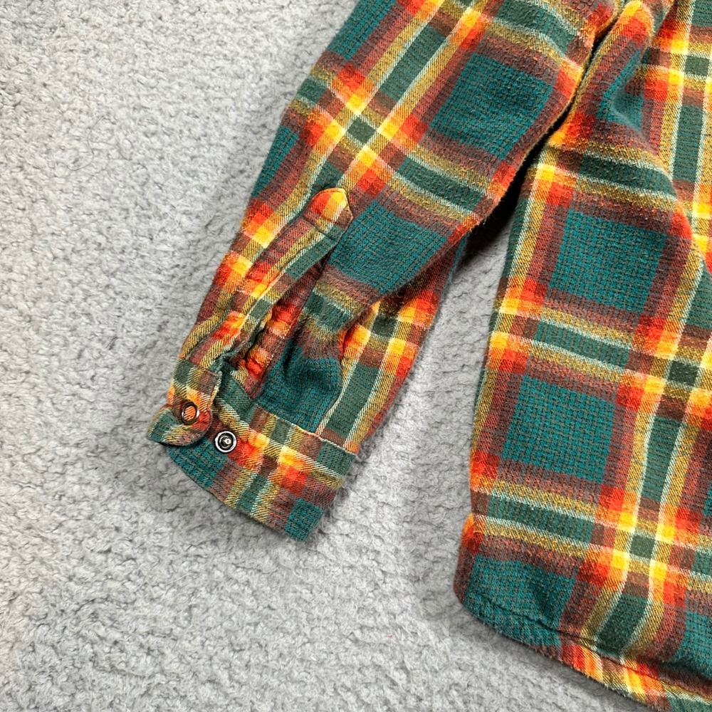 LL Bean Fleece Lined Plaid Flannel Hoodie Shirt Jacket Kids Large 14-16 Outdoor - Picture 15 of 16